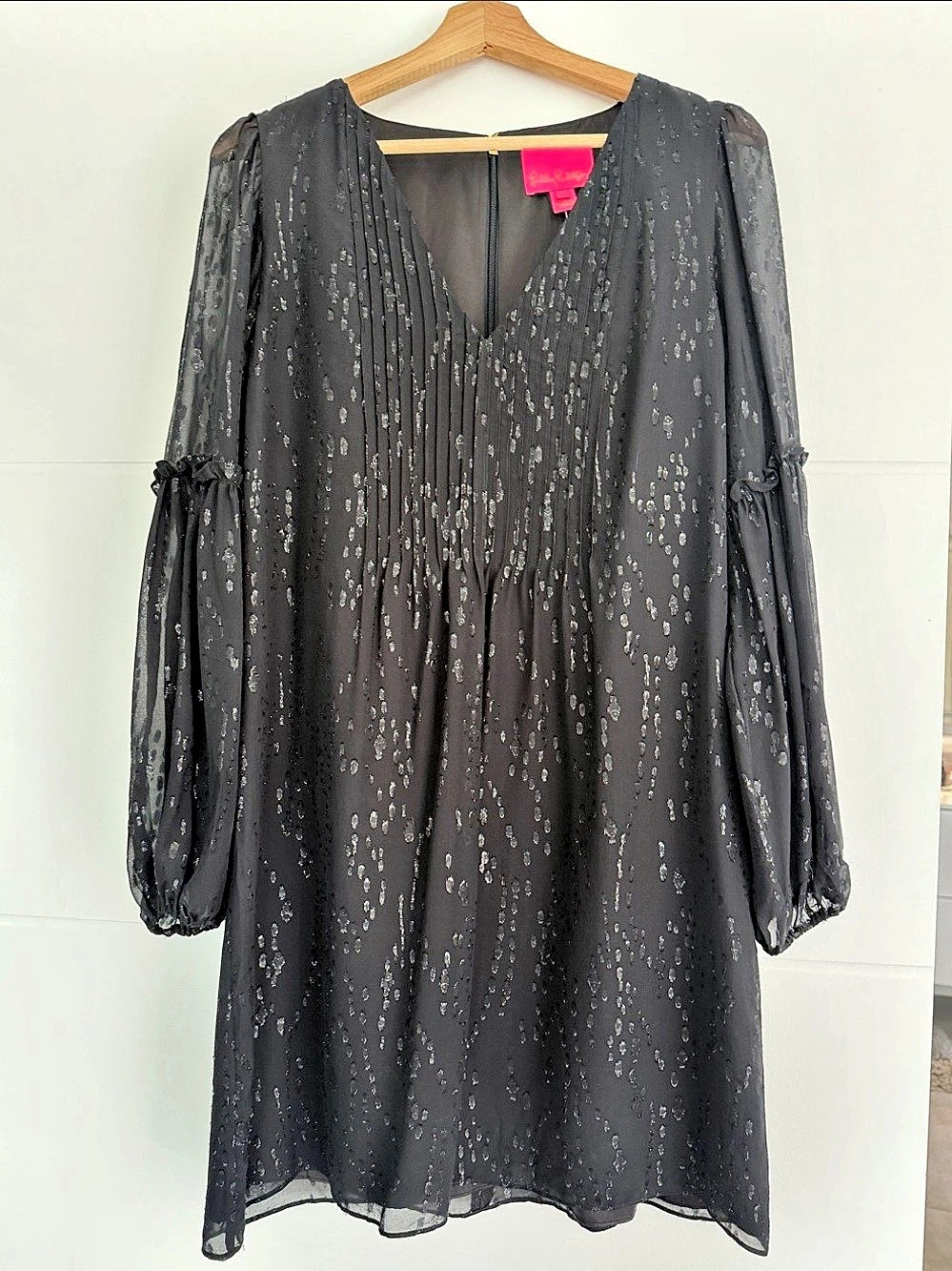 Lilly Pulitzer Cleme Long Sleeve Silk Dress Black Size 6